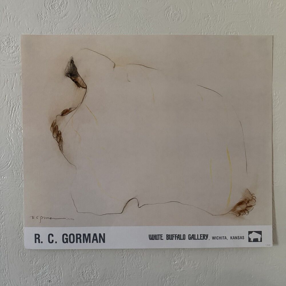R.C. Gorman Print Poster 1976 White Buffalo Gallery Native American Woman 19x23”